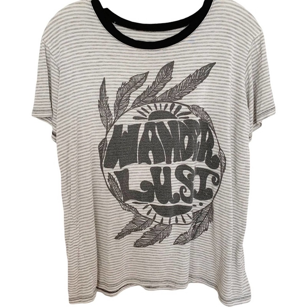 Life Clothing Co Grey Striped Wander Lust Graphic Tee
